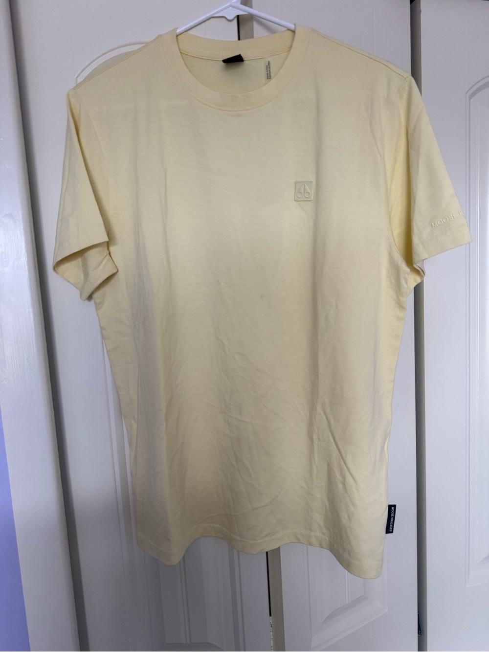 Moose Knuckles New (without tags) Pale Yellow Short-Sleeve Logo Tee